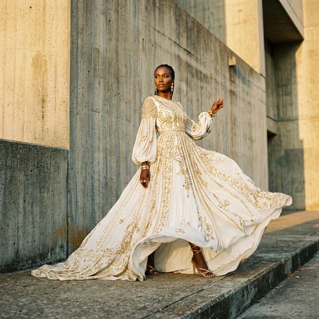 TEN10 Lookbook — White and Gold Dress